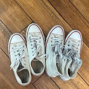 Converse White Canvas Sneakers with Red Accent